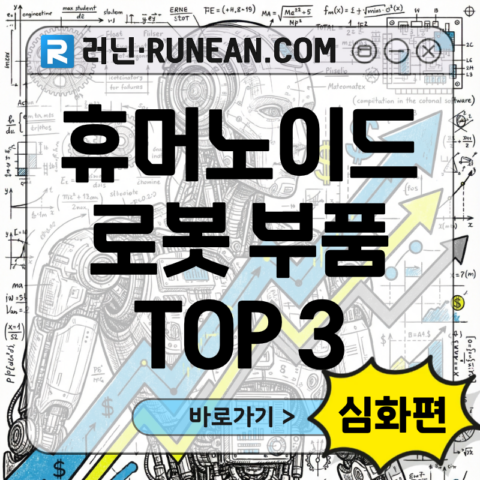 휴머노이드 로봇 부품의 내부 설계도와 상승하는 주가 그래프가 겹쳐진 복잡한 엔지니어링 스케치 썸네일